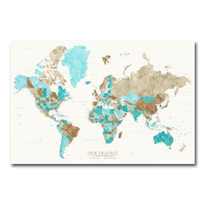 AUTO-MOCKUP WHITE | Harbor & Hearth World Push Pin Map | No Frame | group=3x2