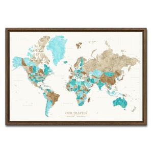 AUTO-MOCKUP WHITE | Harbor & Hearth World Push Pin Map | Walnut Frame | group=3x2