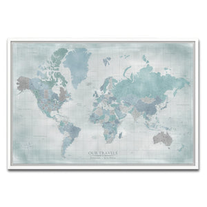 AUTO-MOCKUP WHITE | Highland Mist World Push Pin Map | White Frame | group=3x2