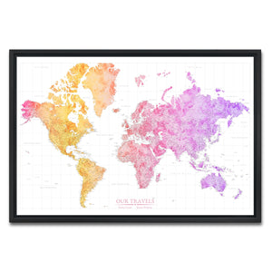 AUTO-MOCKUP WHITE | Horizon Glow World Push Pin Map | Black Frame | group=3x2