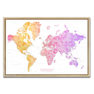 AUTO-MOCKUP WHITE | Horizon Glow World Push Pin Map | Natural Frame | group=3x2