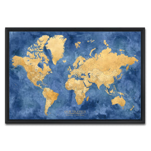 AUTO-MOCKUP WHITE | Imperial Coast World Push Pin Map | Black Frame | group=3x2