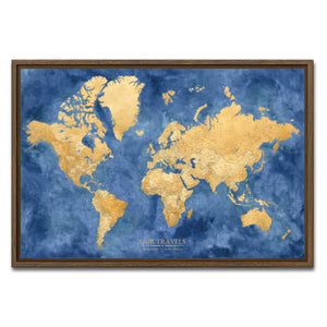 AUTO-MOCKUP WHITE | Imperial Coast World Push Pin Map | Walnut Frame | group=3x2