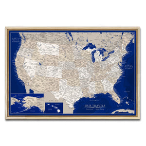 AUTO-MOCKUP WHITE | Indigo Shore US Push Pin Map | Natural Frame | group=3x2