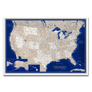 AUTO-MOCKUP WHITE | Indigo Shore US Push Pin Map | White Frame | group=3x2