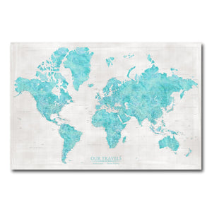 AUTO-MOCKUP WHITE | Lagoon Slate World Push Pin Map | No Frame | group=3x2