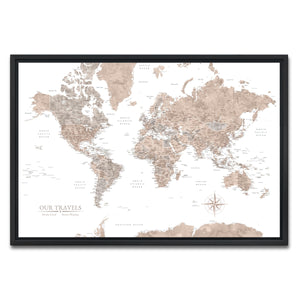 AUTO-MOCKUP WHITE | Mahogany World Push Pin Map | Black Frame | group=3x2