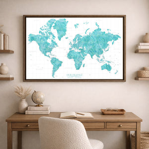 Mariner Blue World Push Pin Map