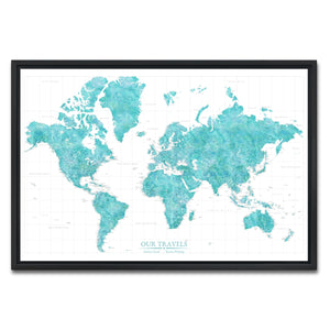 AUTO-MOCKUP WHITE | Mariner Blue World Push Pin Map | Black Frame | group=3x2