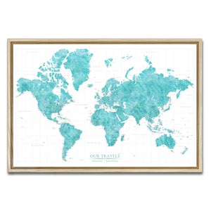 AUTO-MOCKUP WHITE | Mariner Blue World Push Pin Map | Natural Frame | group=3x2