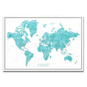 AUTO-MOCKUP WHITE | Mariner Blue World Push Pin Map | White Frame | group=3x2