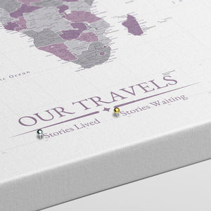 Midnight Orchid World Push Pin Map