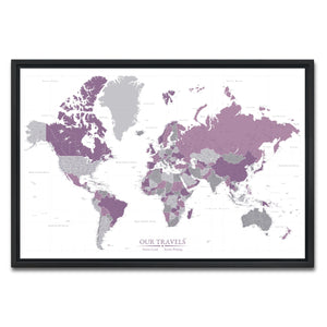 AUTO-MOCKUP WHITE | Midnight Orchid World Push Pin Map | Black Frame | group=3x2
