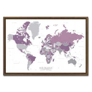 AUTO-MOCKUP WHITE | Midnight Orchid World Push Pin Map | Walnut Frame | group=3x2