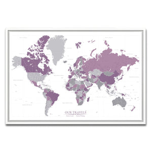 AUTO-MOCKUP WHITE | Midnight Orchid World Push Pin Map | White Frame | group=3x2