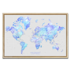 AUTO-MOCKUP WHITE | Midnight Prism World Push Pin Map | Natural Frame | group=3x2