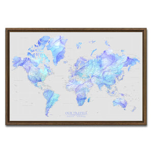 AUTO-MOCKUP WHITE | Midnight Prism World Push Pin Map | Walnut Frame | group=3x2