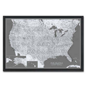 AUTO-MOCKUP WHITE | Monochrome US Push Pin Map | Black Frame | group=3x2