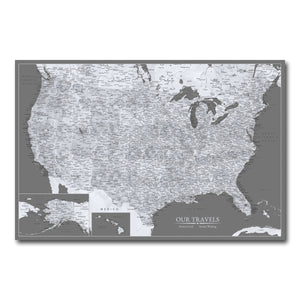 AUTO-MOCKUP WHITE | Monochrome US Push Pin Map | No Frame | group=3x2