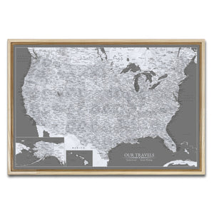 AUTO-MOCKUP WHITE | Monochrome US Push Pin Map | Natural Frame | group=3x2