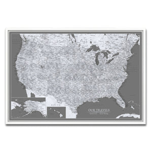 AUTO-MOCKUP WHITE | Monochrome US Push Pin Map | White Frame | group=3x2