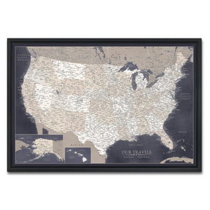 AUTO-MOCKUP WHITE | Navigator Navy US Push Pin Map | Black Frame | group=3x2
