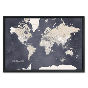 AUTO-MOCKUP WHITE | Navigator World Push Pin Map | Black Frame | group=3x2