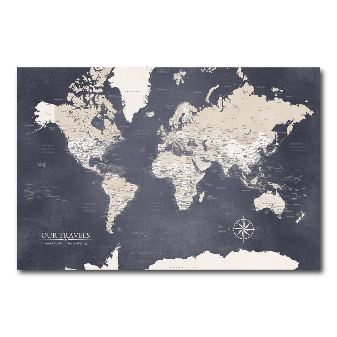 AUTO-MOCKUP WHITE | Navigator World Push Pin Map | No Frame | group=3x2