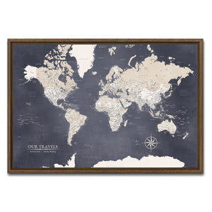AUTO-MOCKUP WHITE | Navigator World Push Pin Map | Walnut Frame | group=3x2