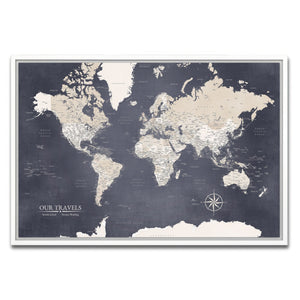 AUTO-MOCKUP WHITE | Navigator World Push Pin Map | White Frame | group=3x2