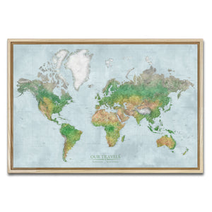AUTO-MOCKUP WHITE | Navigator's Atlas World Push Pin Map | Natural Frame | group=3x2