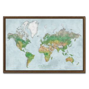 AUTO-MOCKUP WHITE | Navigator's Atlas World Push Pin Map | Walnut Frame | group=3x2