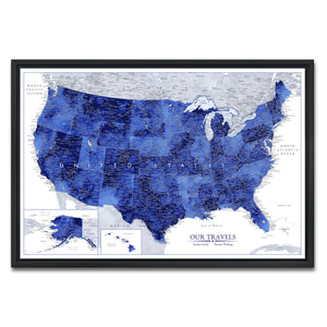 AUTO-MOCKUP WHITE | Nightfall US Push Pin Map | Black Frame | group=3x2