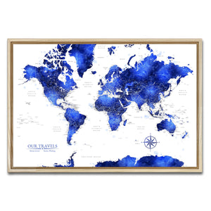 AUTO-MOCKUP WHITE | Nightfall World Push Pin Map | Natural Frame | group=3x2