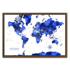 AUTO-MOCKUP WHITE | Nightfall World Push Pin Map | Walnut Frame | group=3x2