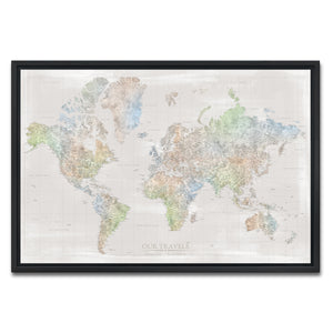 AUTO-MOCKUP WHITE | Palm Shore World Push Pin Map | Black Frame | group=3x2