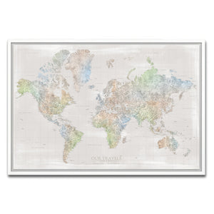 AUTO-MOCKUP WHITE | Palm Shore World Push Pin Map | White Frame | group=3x2
