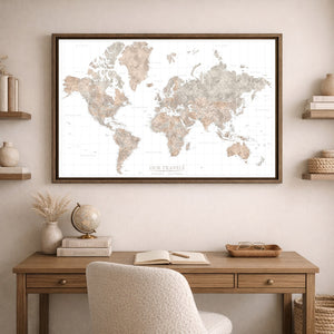Parchment World Push Pin Map