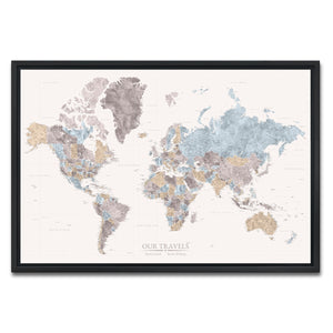 AUTO-MOCKUP WHITE | Quiet Horizon World Push Pin Map | Black Frame | group=3x2
