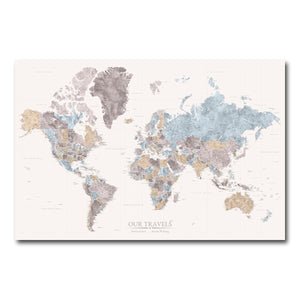 AUTO-MOCKUP WHITE | Quiet Horizon World Push Pin Map | No Frame | group=3x2