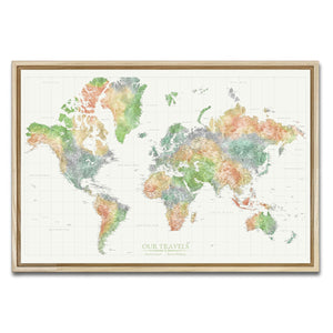 AUTO-MOCKUP WHITE | Radiant Coastline World Push Pin Map | Natural Frame | group=3x2