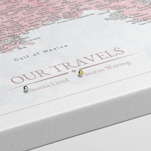 Rose Quartz US Push Pin Map