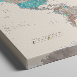 Rugged Coast World Push Pin Map