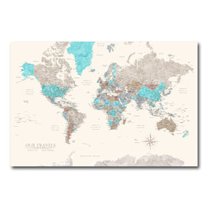 AUTO-MOCKUP WHITE | Rugged Coast World Push Pin Map | No Frame | group=3x2