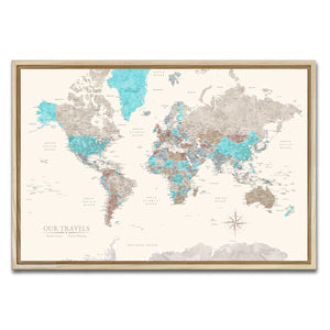 AUTO-MOCKUP WHITE | Rugged Coast World Push Pin Map | Natural Frame | group=3x2
