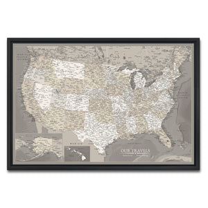 AUTO-MOCKUP WHITE | Saddlewood US Push Pin Map | Black Frame | group=3x2