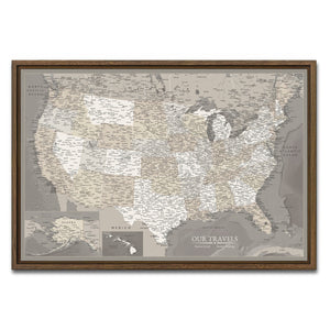 AUTO-MOCKUP WHITE | Saddlewood US Push Pin Map | Walnut Frame | group=3x2