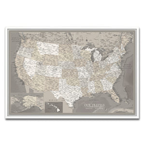 AUTO-MOCKUP WHITE | Saddlewood US Push Pin Map | White Frame | group=3x2