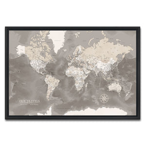 AUTO-MOCKUP WHITE | Saddlewood World Push Pin Map | Black Frame | group=3x2