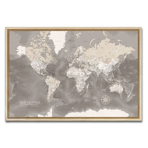 AUTO-MOCKUP WHITE | Saddlewood World Push Pin Map | Natural Frame | group=3x2